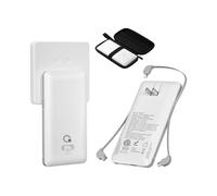 Brand Q 10000mAh Portable Charger with Built-in Cables and AC Wall Plug, USB C Fast Charging Power Bank with 3 Cords,5 Output External Battery Pack Compatible with iPhone,Tablet and All Smart Phones