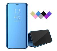 BRAND SET Case for OPPO A73/A72/A53 5G Plating Smart Mirror Case Shell Automatic Have Sleep/Wake Function Flip Case All-inclusive Mobile Phone Case Suitable for OPPO A73/A72/A53 5G-Blue