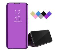 BRAND SET Case for OPPO A73/A72/A53 5G Plating Smart Mirror Case Shell Automatic Have Sleep/Wake Function Flip Case All-inclusive Mobile Phone Case Suitable for OPPO A73/A72/A53 5G-Rose Purple