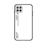 BRAND SET Case for Samsung Galaxy A22 4G Protective Case Gradient Design Ultra-thin Tempered Glass Back Cover Hard Cover Scratch-resistant Soft TPU Silicone Crash Case Shockproof-White