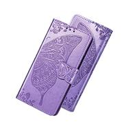 BRAND SET Cases for Blackview A80 Pro PU Leather Wallet Cover Magnetic Closure and Flip Case with 3D Butterfly Pattern Protective Case for Blackview A80 Pro-Light Purple