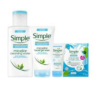 Brand Simple Simple Hydration Bundle, Set Includes Micellar Water 200ml, Simple Gel Face Wash 150ml, Simple 1pc 5 min Mask and Simple Gel Cream 50ml