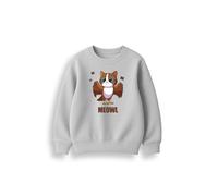 Brand Threads Brainrot Kids Sweatshirt - Meowl Print, Crew Neck, Graphic Pullover | Grey | Cotton-blend | Kids | 5/6-12/13 Years | Machine-washable | Meme-inspired | Soft Interior