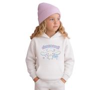 Brand Threads Girls Cinnamoroll White Hoodie - Adorable Sanrio Hooded Sweatshirt with Crown Print | Soft Cotton Kids Hoodie (UK, Age, 3 Years, 4 Years, Regular, Standard, White)