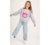 Brand Threads Girl's Smiley Iconic Face Print Sweatshirt in Grey | Size: 3-4 Years Brand Threads Grey 3-4 Years