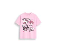 Brand Threads Hello Kitty and Friends Girls Pink T-Shirt, 100% Cotton Short Sleeve Crew Neck Tee, Officially Licensed Character Print Top for Kids, Ages 3 to 12 Years