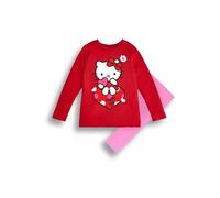 Brand Threads Hello Kitty Girls Pyjama Set - Soft Red Long Sleeve Top & Trousers - Cute Character Nightwear - Ages 1 to 12 Years