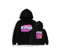 Brand Threads Kpop Hoodies for Kids Girls Boys, Hooded Sweatshirt - For Everyday Wear - Sizes 1-2 to 12-13 Years - Machine Washable Black