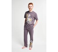 Star Wars The Mandalorian Mens Pyjamas Set - 2 Piece 100 Percent Cotton Jersey Crew Neck T Shirt and Long Leg Pyjama Trousers - Grey Elasticated Waist Relaxed Fit