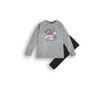 Brand Threads Official Sanrio Cinnamoroll Girls Pyjama Set - Grey Marl Long-Sleeve Top & Black Cuffed Trousers, 100% Cotton Jersey, Soft Breathable, Easy-Care Sleepwear - Ages 1-12 Years