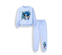 Brand Threads Sonic the Hedgehog Boys Blue Tracksuit Set with Sweatshirt and Jogger Bottoms, Cotton Rich Character Print Loungewear for Kids, Ages 3 to 12 Years, Two Piece Outfit