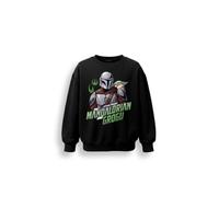 Brand Threads Star Wars Boys Mandalorian and Grogu Sweatshirt, Kids Black Crew Neck Jumper, Cotton Rich Brushed Fleece, The Mandalorian Print, Machine Washable, Sizes 3-4Y, 5-6Y, 7-8Y, 9-10Y, 11-12Y