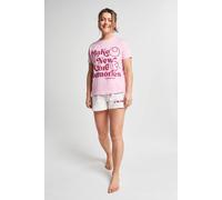 Brand Threads Women's Smiley Short Sleeve Pyjama Set in Pink | Size: Medium Brand Threads Pink M