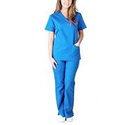 Brand Women's Healthcare Uniforms - Cat Print V-Neck Work Shirt & Tunic Set - Ideal for Nurses, Doctors & Career Day
