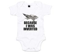 Brand88 Because I was Inverted, Printed Baby Grow - White/Black/Transfer 0-3 Months