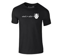 Brand88 Ctrl + Alt + Del, Adults T-Shirt - Black/White XL