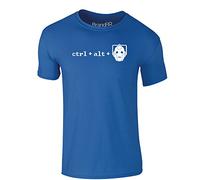 Brand88 Ctrl + Alt + Del, Adults T-Shirt - Royal Blue/White M