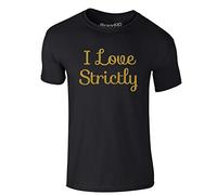 Brand88 I Love Strictly, Adults T-Shirt - Black/Glitter Gold M