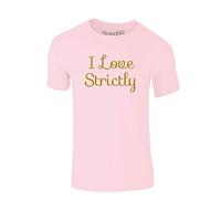 Brand88 I Love Strictly, Kids T-Shirt - Light Pink/Glitter Gold 3-4 Years