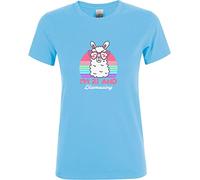 Brand88 I'm 21 and Llamazing, 21st Birthday Gift, Funny 21st Llama Present Ladies Printed T-Shirt Womens Shirt, Girls tees, Girl's Top, Sky, Large