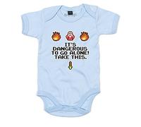 Brand88 It's Dangerous to Go Alone, Baby Grow - Dusty Blue 3-6 Months