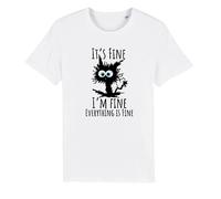 Brand88 It's Fine I'm Fine Everything is Fine, Funny Humor Sarcasm Gifts Adults Printed T-Shirt -Round Neck Regular Fit Cotton Unisex Teeshirt, XXX-Large White