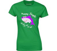 Brand88 Mummy Shark, Ladies T-Shirt - Irish Green L = 10-12