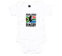 Brand88 South Africa Rugby Flag, South African Flags Gifts, Baby Grow, Bodysuit, WHITE, 3-6 MONTHS