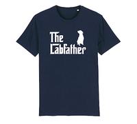 Brand88 The Labfather, Funny Labrador Lover Owner Gifts Adults Printed T-Shirt -Round Neck Regular Fit Cotton Unisex Teeshirt, Navy, XXX-Large