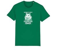 Brand88 World's Best Hamster Dad, Funny Animal Lover Gift, Novelty Pet Birthday Present Adults Printed T-Shirt -Round Neck Regular Fit Cotton Unisex Teeshirt, Green, X-Large