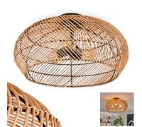 Brandala Ceiling Light, Modern Made of Metal/Rattan in Black/Natural Colour, Ceiling Light in Boho Design with Great Lighting Effect on the Ceiling, Ø 50 cm, 3 Lights, 3 x E27, Without Bulbs