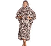 BRANDBUYS Ladies Womens Oversized Blanket Hoodie Wearable Throw with Pockets Sleeves Soft Fleece Wearable Throw Giant Sweatshirt Gifts for Her Leopard Poncho