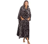 BRANDBUYS Ladies Womens Oversized Blanket Hoodie Wearable Throw with Pockets Sleeves Soft Fleece Wearable Throw Giant Sweatshirt Gifts for Her Panther Poncho