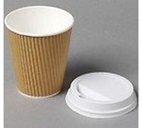 Branded 100 x 12oz Double Wall/Ripple Paper Cups + 100 Lids