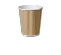Branded 25 X 8oz / 240ml Kraft triple walled disposable paper ripple cups