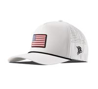 Branded Bills Old Glory PVC Curved 5 Panel Rope Hat, Fits 7-7 7/8, Adjustable Snapback, White/Black, One size