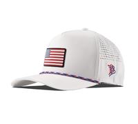 Branded Bills Old Glory PVC Curved 5 Panel Rope Hat, Fits 7-7 7/8, Adjustable Snapback, White/Rwb, One size