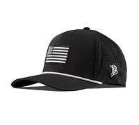 Branded Bills Vintage Old Glory PVC Curved 5 Panel Rope Hat, Fits 7-7 7/8, Adjustable Snapback | Lightweight, Comfort Stretch, Black/White, One size