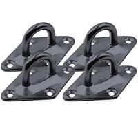 Branded Boards Heavy Duty M6 Ceiling Hook Diamond Pad Eye Plate, 304 Stainless Steel and Black Zinc Galvanized Steel Corrosion Resistant, 2, 4 & 8 Packs (4-Pack-Black-M6)