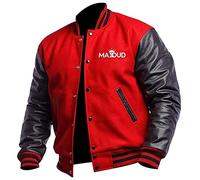 Branded Mens Red & Black Bomber Jacket | Varsity Jacket College Letterman Jacket Slimfit Casual Unisex Baseball Lightweight Jacket