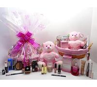 Branded Mother's Day Gift Basket for Her, 21pc Luxury Perfume, Makeup & Beauty Hamper with Red Rose, Scented Candle, Romantic Pamper Gift for Women