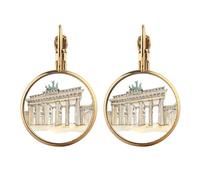 Brandenburg Door in Eastern Germany Gold Clip On Drop Earrings Non Piercing Dangle Jewelry