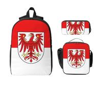 Brandenburg Flag Backpack Set-3-in-1 Travel Bag Lunch Bag Storage Pouch