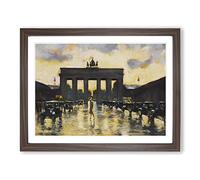 Brandenburg Gate By Lesser Ury Classic Painting Framed Print | A2 Walnut Framed Wall Art | Ready to Hang | Classic Historical Picture | Living Room Bedroom Lounge Office