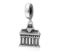 Brandenburg Gate Charms Dangle fit Pandora Greek Bracelet, 925 Sterling Silver Germany Berlin Pendant Arc de Triomphe Beads, I Love to Travel Charm Gifts for Mama/Dad/Family