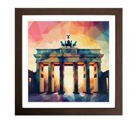 Brandenburg Gate Geometric No.1 Framed Print | 18x18 Inch Walnut Framed Wall Art | Ready to Hang | Modern Fantasy Picture | Living Room Bedroom Lounge Office