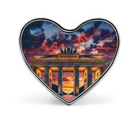 Brandenburg Gate in German Printed Heart Brooches Colorful Fashion Pins Badge for Backpacks Shirts Scarf