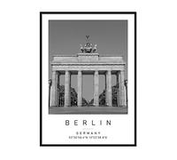 Brandenburg Gate Travel Print Berlin Wall art Black and white Poster A4 Print only 21 X 29.7cm (8.3x11.7inch)