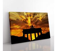 Brandenburger Tor Berlin Germany Modern Canvas Wall Art Print Ready to Hang, Framed Picture for Living Room Bedroom Home Office Décor, 76x50 cm (30x20 Inch)