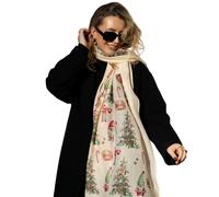 Branding House Women’s Lightweight Soft Christmas Gonk Scarf - Long Festive Winter Fashion Accessory - Cozy Holiday Shawl with Cute Gonk Pattern
